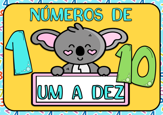 Cartazes de numeros 1 a 10 - Tema koala