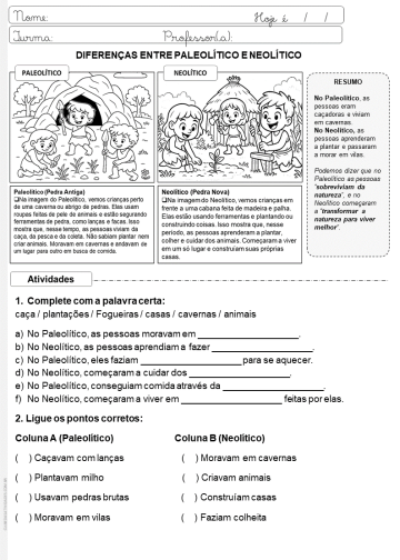 Diferenças entre paleolítico e neolítico