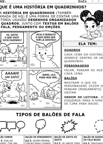 Conceito e atividades sobre História em quadrinhos para 1º ano