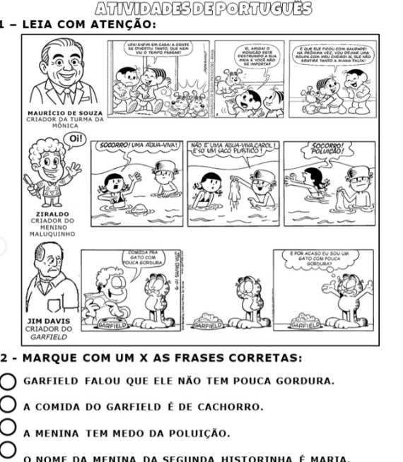 Conceito e atividades sobre História em quadrinhos para 1º ano