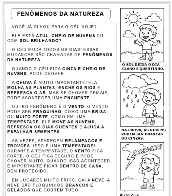 Fenômenos da Natureza - 1º ano