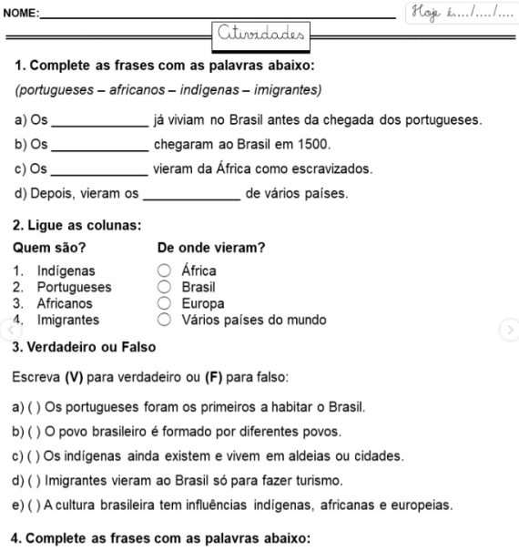 Formação do Povo Brasileiro - 4º ano
