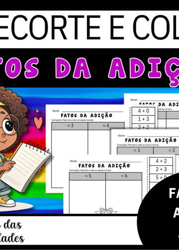 FATOS DA ADIÇÃO - RECORTE E COLE - atividades de matematica