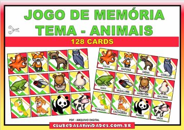 JOGO DE MEMÓRIA IMAGEM E PALAVRA - ANIMAIS
