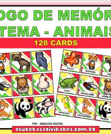 JOGO DE MEMÓRIA IMAGEM E PALAVRA - ANIMAIS