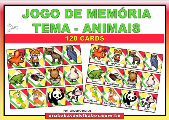JOGO DE MEMÓRIA IMAGEM E PALAVRA - ANIMAIS