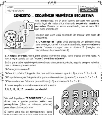 Sequência Numérica Recursiva - conceito e atividades para 3º, 4º e 5º anos