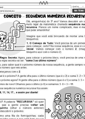 Sequência Numérica Recursiva - conceito e atividades para 3º, 4º e 5º anos