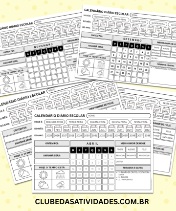 Calendário Diário em 4 modelos