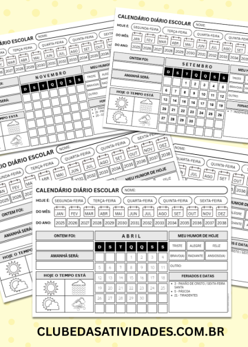 Calendário Diário em 4 modelos