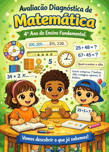 AVALIAÇÃO DIAGNÓSTICA DE MATEMÁTICA  - 4º Ano do Ensino Fundamental