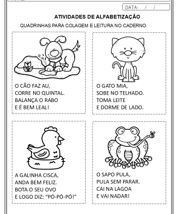 Quadrinhas para 1º ano