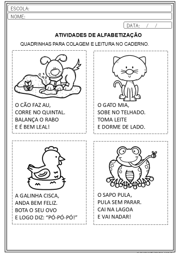 Quadrinhas para 1º ano