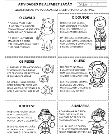 Quadrinhas para 3º ano