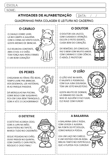 Quadrinhas para 3º ano