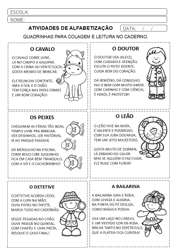 Quadrinhas para 3º ano