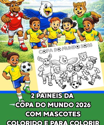 2 PAINEIS DA COPA DO MUNDO 2026: COLORIDO E PARA COLORIR