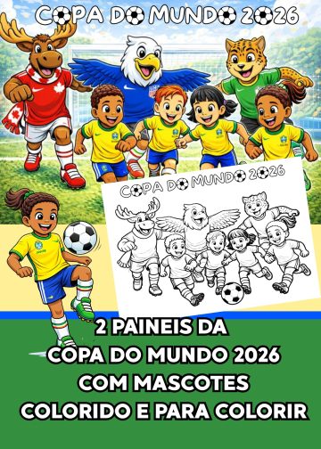 2 PAINEIS DA COPA DO MUNDO 2026: COLORIDO E PARA COLORIR