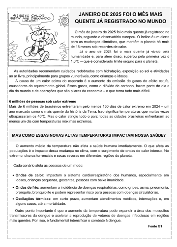 Atividades de interpretação sobre o calor