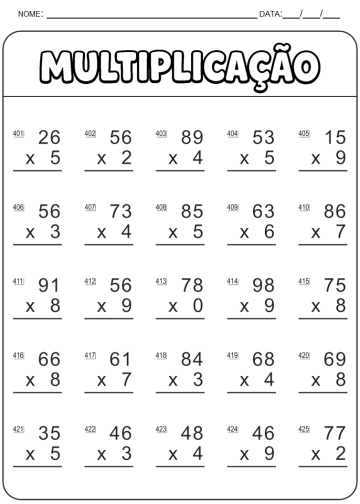 750 CONTAS DE MULTIPLICAÇÃO