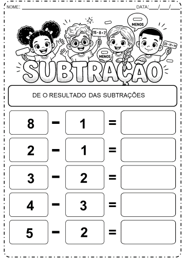SUBTRAÇÃO DIVERTIDA – 1º SUBTRAÇÃO DIVERTIDA - 1º
