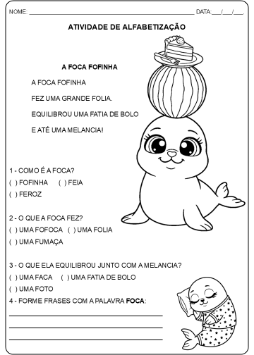 Atividade de Alfabetização Letra - F