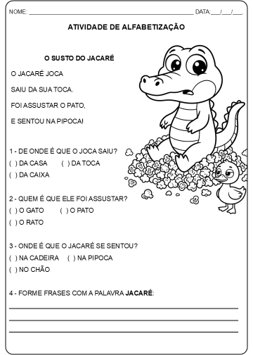 Atividade de Alfabetização Letra – J