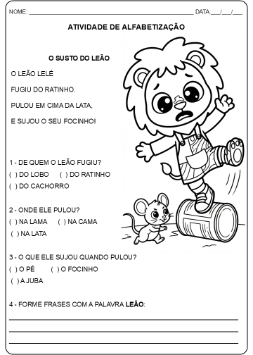 Atividade de Alfabetização Letra – L