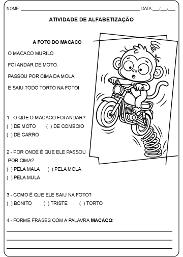 Atividade de Alfabetização Letra – M