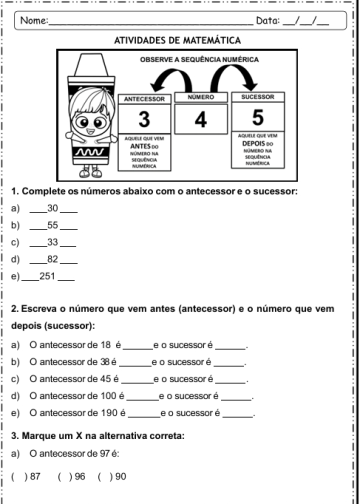 Antecessor e sucessor 3º ANO Antecessor e sucessor 3º ANO