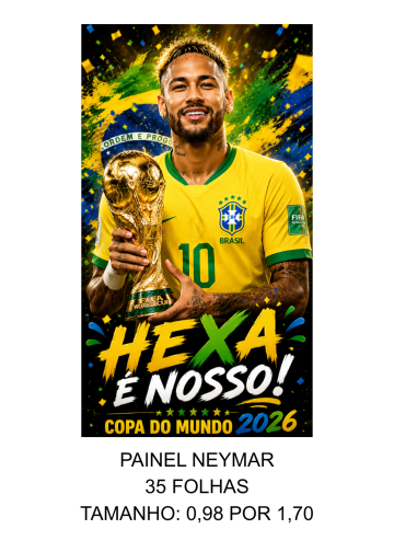 Painel Neymar com a taça Neymar painel copa do mundo taca
