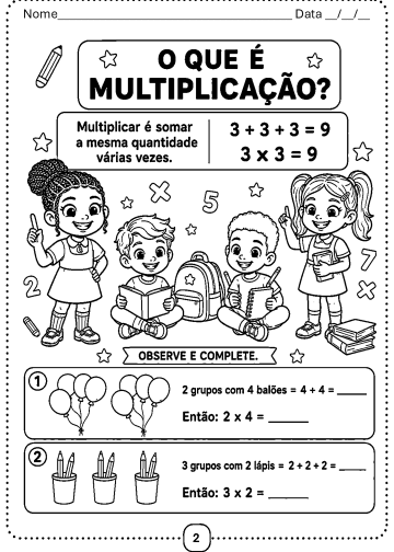 Introdução à Multiplicação e Tabuada – 3º ano