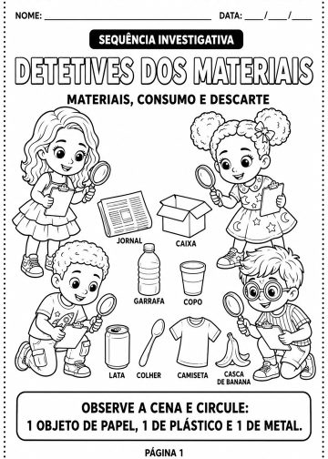 ATIVIDADE DE CIÊNCIAS - MATERIAIS, CONSUMO E DESCARTE 1º ANO