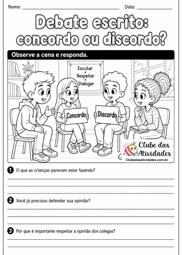 Atividade Debate escrito - 5° Ano