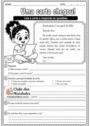 Atividade Carta Pessoal – 3° Ano Atividade Carta Pessoal - 3° Ano