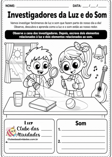 Atividade Sobre Luz e Som - 3° Ano