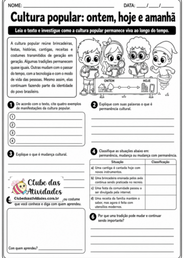 Atividades Mudanças e permanências nas tradições brasileiras — 5º ano Atividades Mudanças e permanências nas tradições brasileiras — 5º ano