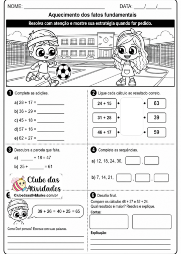 Atividade Construir e utilizar fatos básicos da adição – 3° Ano Atividade Construir e utilizar fatos básicos da adição - 3° Ano