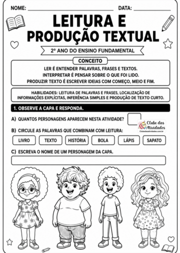 Atividade de leitura e produção de texto 2º Ano
