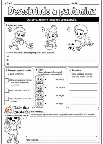 Atividades de Arte: Pantomima para o 3º Ano — Gestos, Improvisação e Criação de Cenas Atividades de Arte: Pantomima para o 3º Ano — Gestos, Improvisação e Criação de Cenas