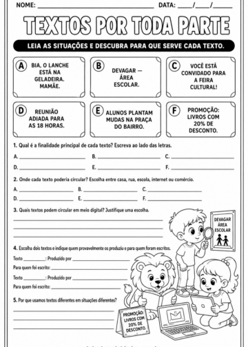 Função Social dos Textos para 5º ano