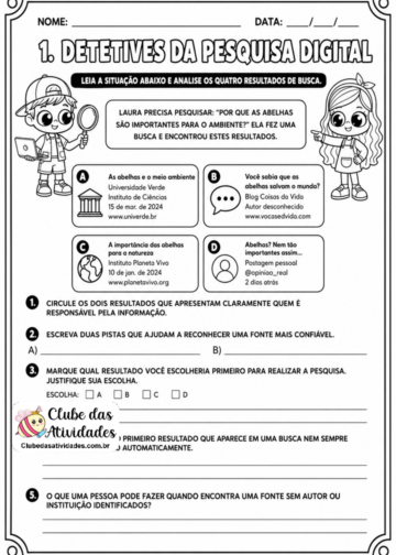 Atividade Pesquisa Digital, Fontes e Confiabilidade – 4° Ano Atividade Pesquisa Digital, Fontes e Confiabilidade - 4° Ano