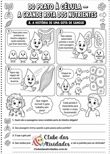 Atividade nutrientes e sistemas do corpo 4º e 5º ano Atividade nutrientes e sistemas do corpo 4º e 5º ano