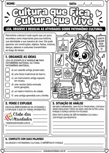 Patrimônio Cultural, Arte e Tecnologia – 4° Ano