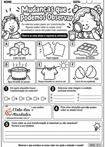 Transformações Reversíveis e Não Reversíveis – 4º Ano