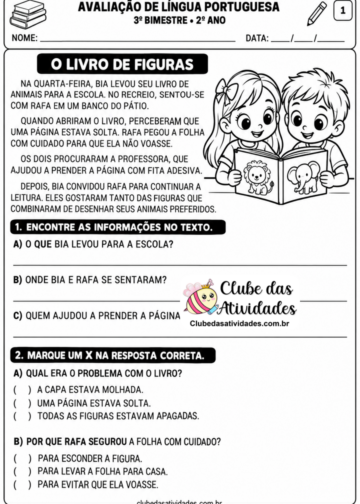 AVALIAÇÃO DE LINGUA PORTUGUESA 2 ANO 3º BIMESTRE AVALIAÇÃO DE LINGUA PORTUGUESA 2 ANO 3º BIMESTRE