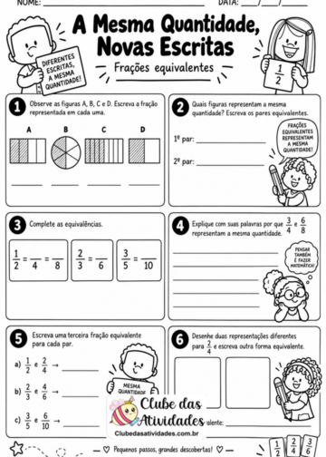 Atividades de Frações Equivalentes para o 5º Ano Atividades de Frações Equivalentes para o 5º Ano
