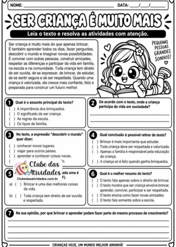 Atividade dia das Crianças – 5° Ano