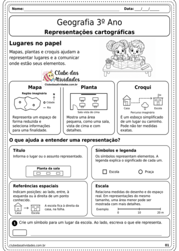 ATIVIDADES DE GEOGRAFIA — 3º ANO | REPRESENTAÇÕES CARTOGRÁFICAS ATIVIDADES DE GEOGRAFIA — 3º ANO | REPRESENTAÇÕES CARTOGRÁFICAS