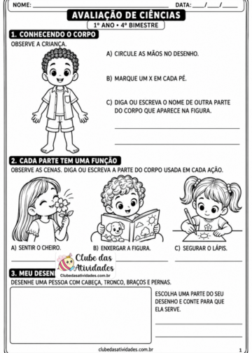 Avaliação de Ciências 1º Ano | 4º Bimestre Avaliação de português 1º Ano | 4º Bimestre